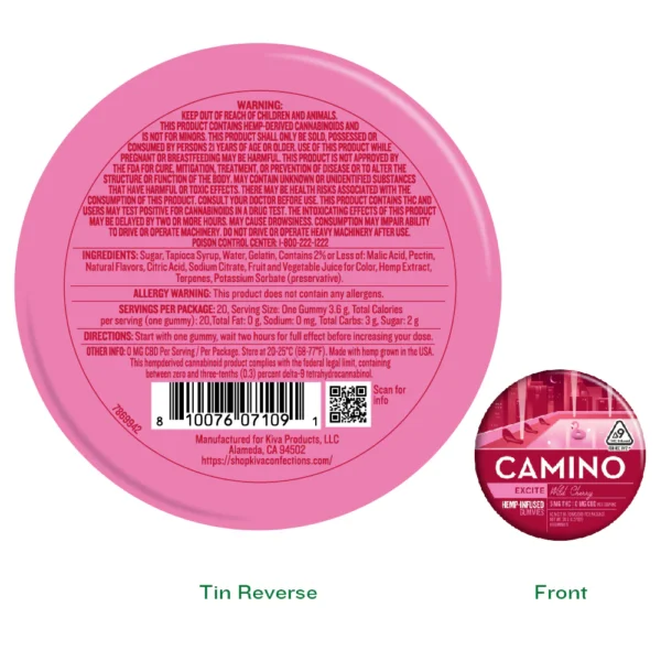 Camino Wild Cherry 'Excite' 5mg Gummies - Image 2
