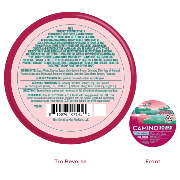 Camino Sours Watermelon Spritz 'Uplifting' 10mg THC Gummies
