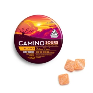 Camino Sours Orchard Peach 'Balance' 10mg THC : 10mg CBD Gummies
